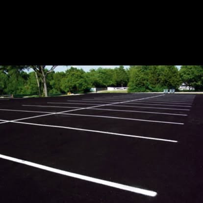 Freshly striped asphalt parking lot